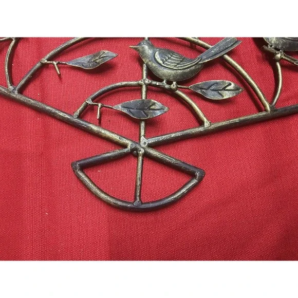 Vintage Metal Wall Decor Featuring Birds And Leaves. 20x12.5 Inches - Picture 5 of 9